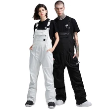 Gsou снег одна деталь лыжные штаны с лямками для мужчин и женщин любителей профессиональный водонепроницаемый