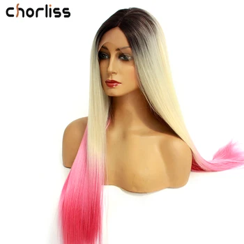 

Chorliss Middle Part Synthetic Lace Front Wigs Blonde Pink Long Straight Synthetic Lace Wigs For Women Wig Black Cosplay Wigs