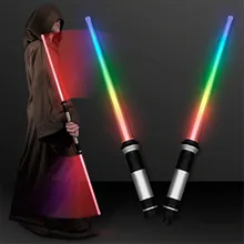 Sable láser Oyuncak luminoso para niños, espada láser Jedi con luz Led intermitente que brilla en la oscuridad, juguete de 2 piezas