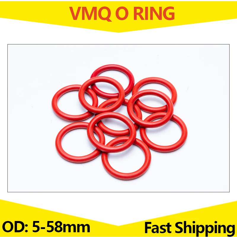 VMQ-빨간색 흰색 실리콘 고무 씰링 링 수리 스켈레톤 오일 씰 개스킷, O 링 와셔 WD CS 1.9mm 2.0mm OD 5mm - 58mm