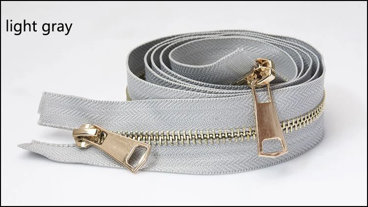 light gray 2 шт. Meetee 5# металлическая молния 120 см двойные ползунки открывающиеся молнии для шитья пуховая куртка пальто аксессуары для одежды DIY Портной ремесло - Цвет: light gray