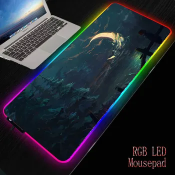 

MRGBEST Night Moon Tree Landscape LED RGB Lighting Gaming Mousepad Gamer Mat Grande Mouse Pad Cs Go Hyper Beast for PC Computer