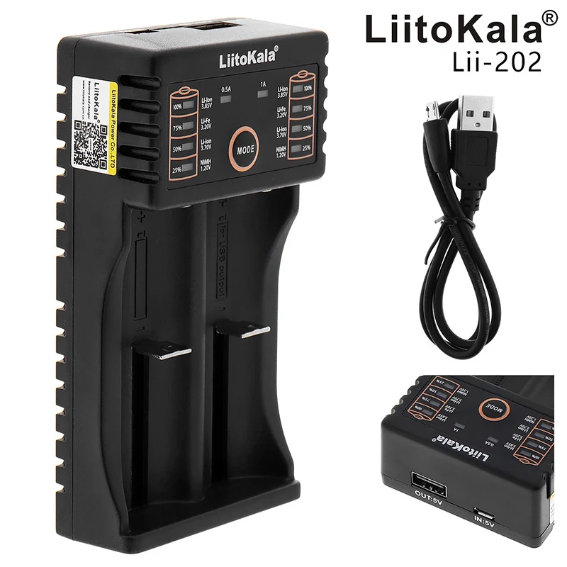 

Micro USB DC 5V/2A Smart Ni-MH/Ni-Cd LiFePO4 Li-ion Lithium Battery Charger for 18650 26650 16340 14500 4 LED indicator Portable