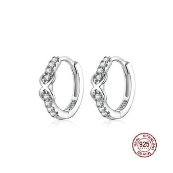 

100% Pure 925 Sterling Silver Jewelry Infinite Love Hoop Earrings for Women Luxury Engagement Statement Jewelry