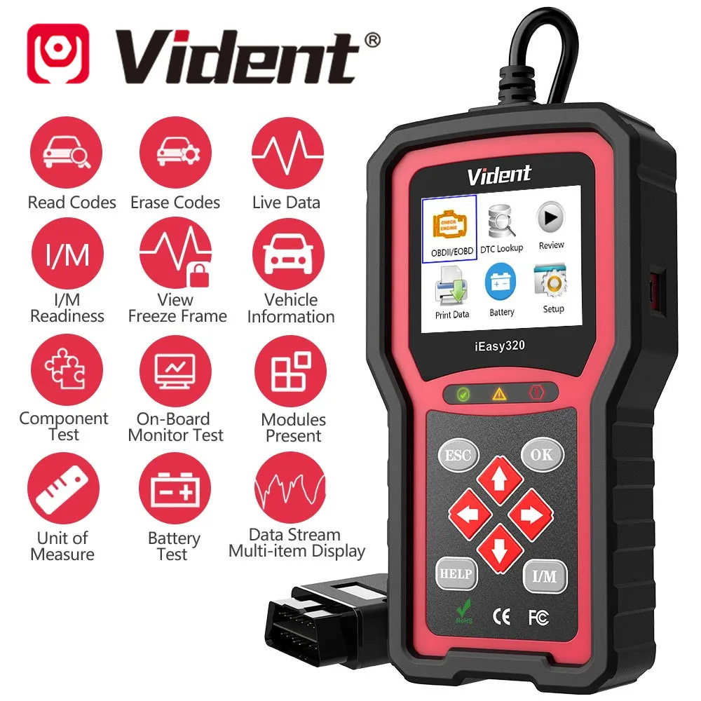 VIDENT iEasy320 CAN OBDII/EOBD считыватель кодов OBD2 автомобильный диагностический сканер PK KW850