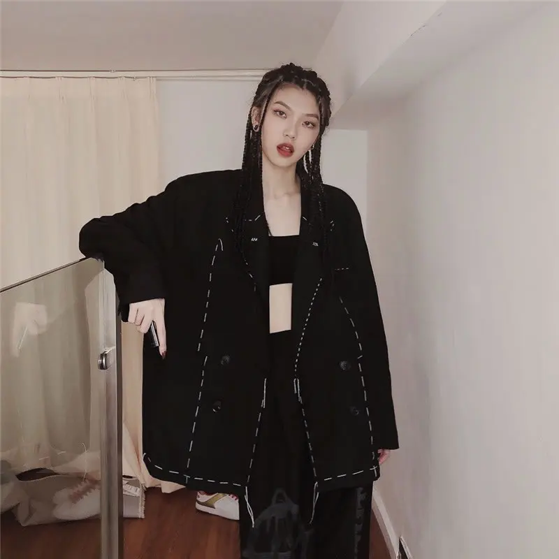 XITAO plus size women blazers women fashion new double breast pocket elegant small fresh casual style full sleeve coat WLD2927
