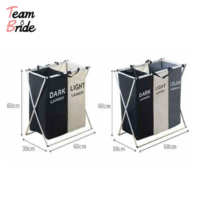Laundry Basket Two/Three Grids Dirty Clothes Storage Basket Organizer Basket Collapsible Waterproof Folding Large Laundry Hamper