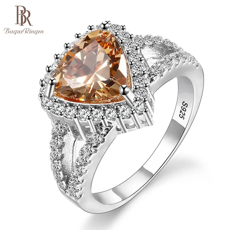 Bague Ringen, геометрическое серебро, 925, хорошее ювелирное изделие, цитрин, кольцо для женщин, треугольные драгоценные камни, индивидуальный характер, женский подарок, вечерние