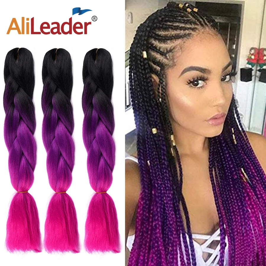 

Alileader High Quality Jumbo Braids 24 Inch 1Pcs/Pack Kanekalon Jumbo Braids Crochet Braiding Ombre Braiding Hairs For Women