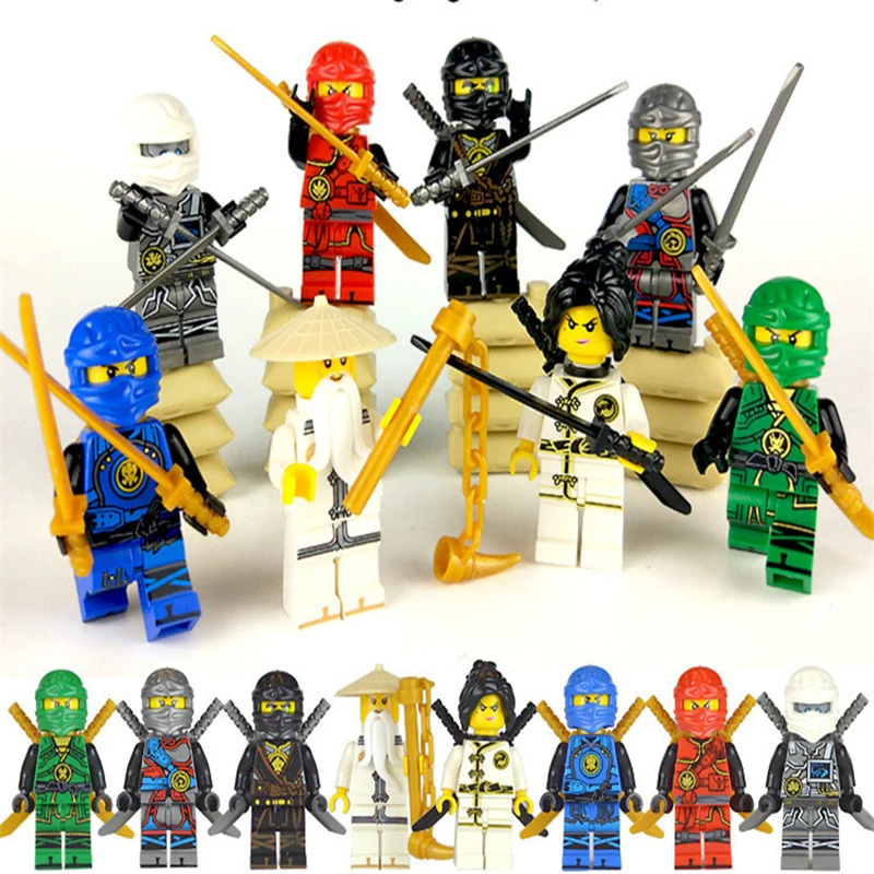 8 шт. серия Enlighten ninja Wu Nya Kai Jay Lloyd Cole Ninja фигурки с мечами строительные блоки игрушка