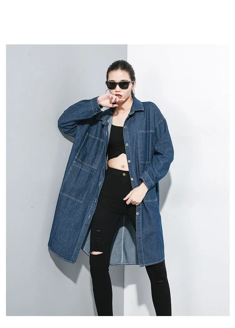 XITAO Split Irregular Trench Women Korea Fashion New Wide Waist Single Breasted Single Breast Pocket Autumn Coat GCC1585