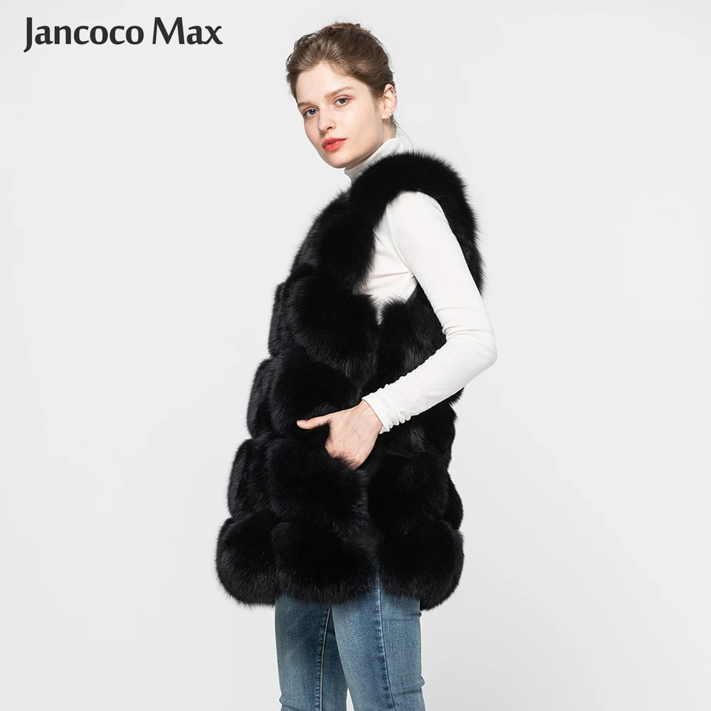 Jancoco Max Новое поступление настоящие жилеты из лисьего меха женский зимний теплый меховой жилет Модный стильный жилет высокого качества S1431