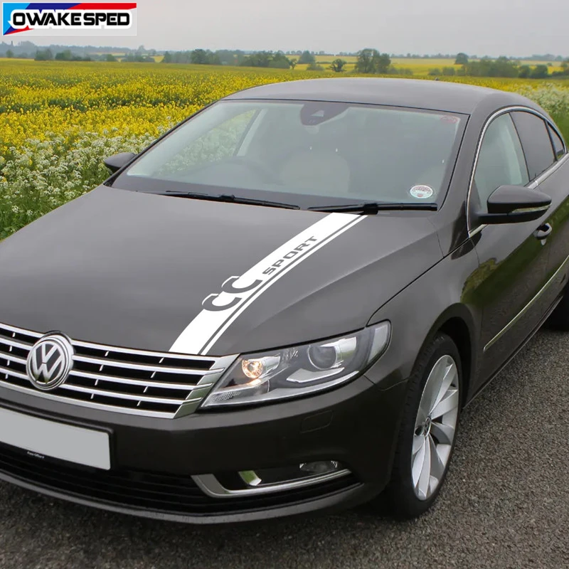 Sport Stripes Car Hood Bonnet Sticker For Volkswagen-Passat CC Auto Engine Cover Decor Vinyl Decal Tuning Accessories (1)