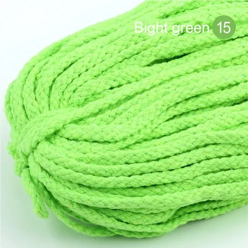 30 м 5 мм восьмижильный хлопковый шнур, экологически чистый витой канат, высокопрочная нить для рукоделия, текстильная плетеная веревка для украшения дома - Цвет: 15 Bright green 30M