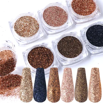 

6pcs Nail Glitter Rose Gold Colors Sandy Powder Sparkles Nail Art Sequins Pigment Flakes Dust Decorations Nail Glitter