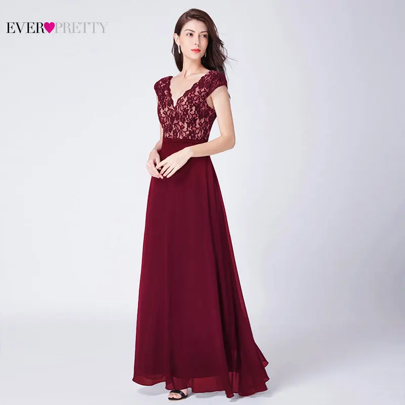 Ever Pretty Robe De Soiree длинные кружевные вечерние платья элегантные трапециевидные черные вечерние платья с v-образным вырезом и короткими рукавами EP07344BK