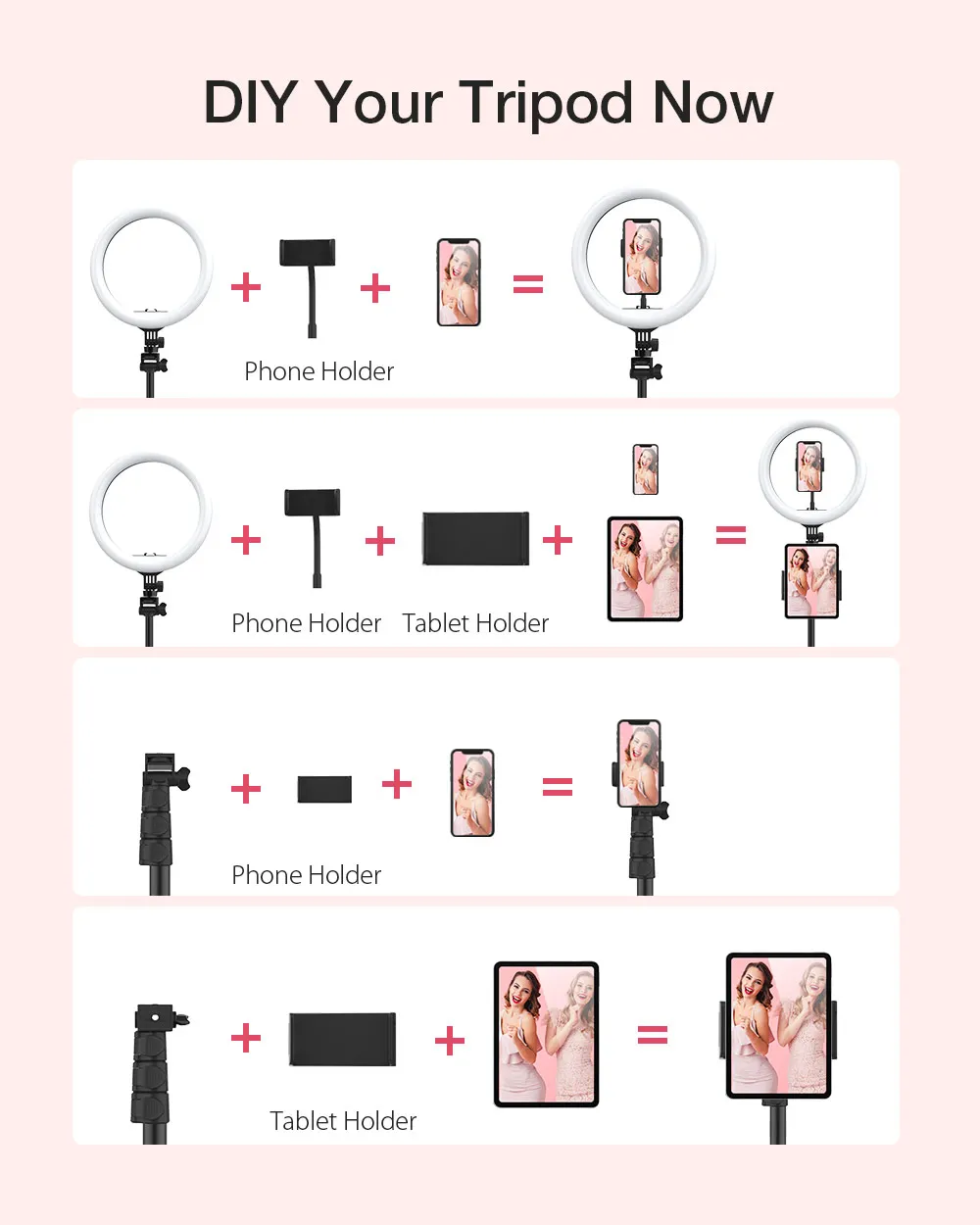 BlitzWolf BW-STB2 Flash LED Phone Tripod Holder Selfie Stick with Wireless Remote Control description image 9