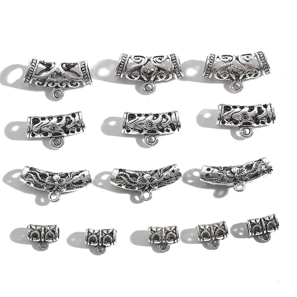 Antique Silver Plated Curved Tube Beads