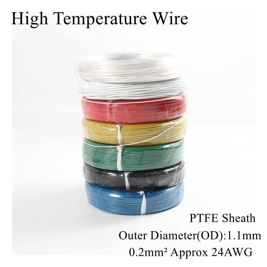 24AWG 0 2 квадратный высокотемпературный провод изоляционный кабель из ПТФЭ