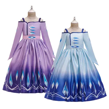 

3-12Y Anna Elsa Dress Snow Queen Princess Costume Kids Girls Long Sleeve Christmas Party Dress Elsa 2 Halloween Cospaly Vestido