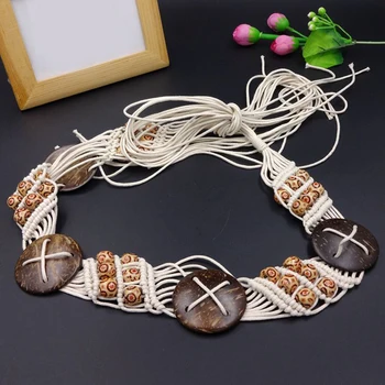 

New Women Ethnic Wind Wax Rope Woven Handmade Belt Bohemian Waist Chain Dress Accessories Skirt Belt