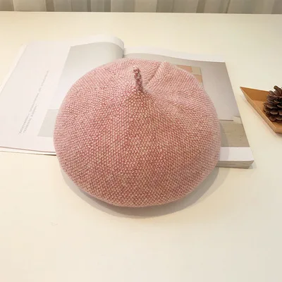 Корейские модные женские береты, зимние весенние теплые одноцветные шапки, винтажные женские шапки-береты, шапка во французском стиле s - Цвет: pink