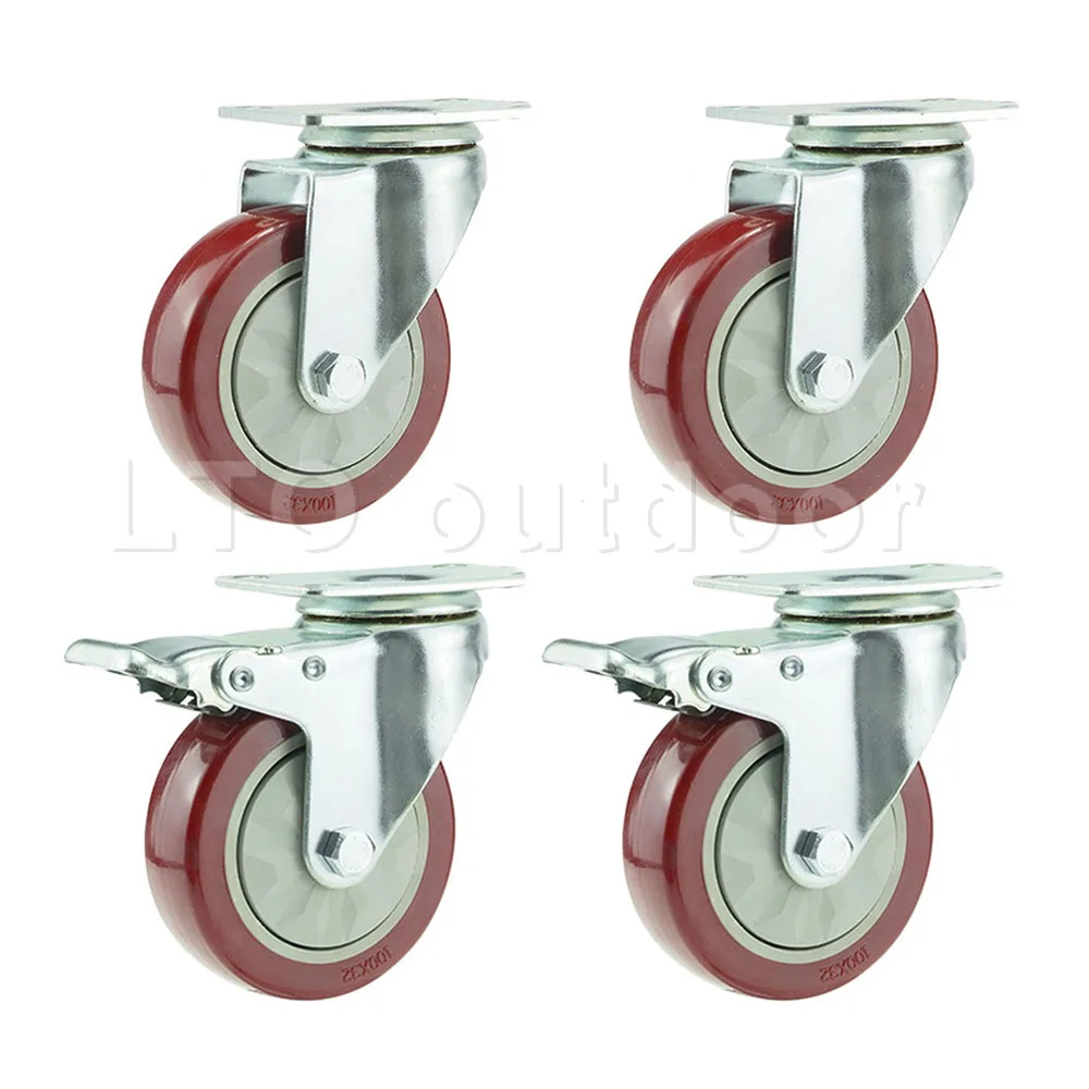 

2PCS 3/4/5Inch Heavy Duty PVC Swivel Caster Wheels Silent Caster For Furniture Wheel Carts Workbench Industrial Equipment