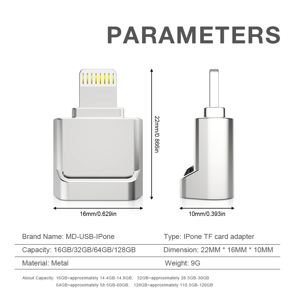 Mini Card reader OTG For iPhone TF Card 8GB 16 32 64 128 256GB GB Plug&Play Lightning to MicroSD Adapter No Need Driver best memory card for mobile