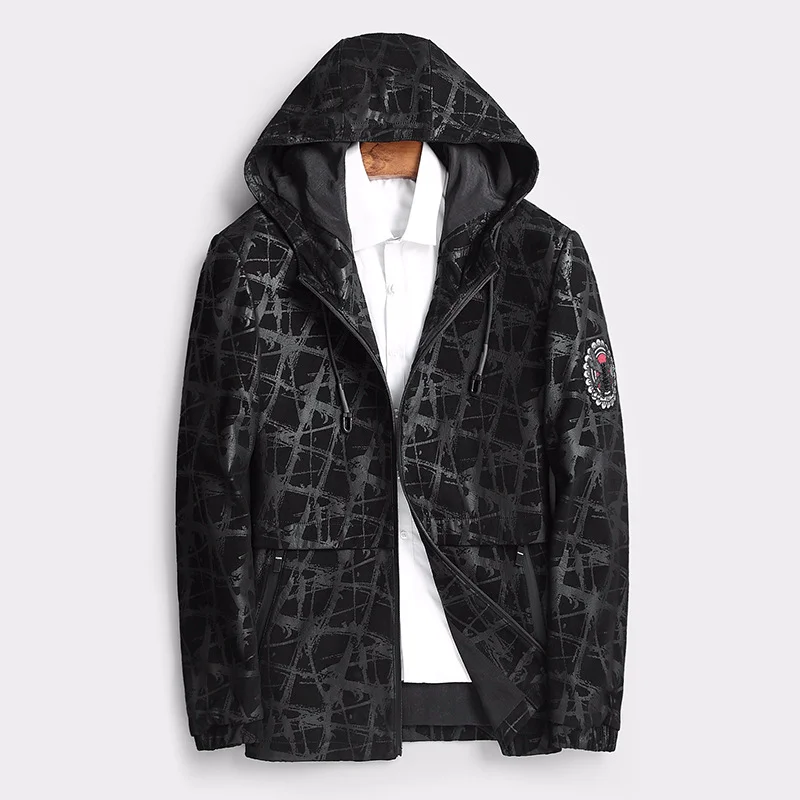 Мужская кожаная куртка с капюшоном из 100% овчины принтом s Chaqueta Cuero Hombre 1802 YY442