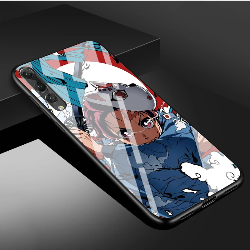 Anime Demon Slayer Kimetsu Không Yaiba DIY Cao Cấp Kính Cường Lực Điện Thoại Ốp Lưng Cho Huawei P20 P30 P40 Lite PRO Giao Phối 20 30 Lite Pro pu case for huawei Cases For Huawei