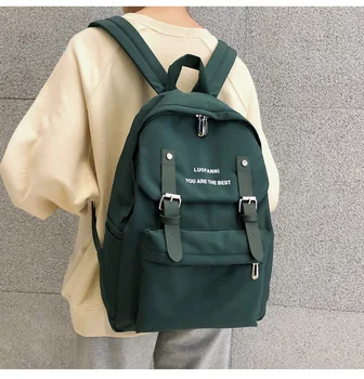 

2020 new simple and stylish portable large capacity Schoolbag campus female wild backpack solid color backpack