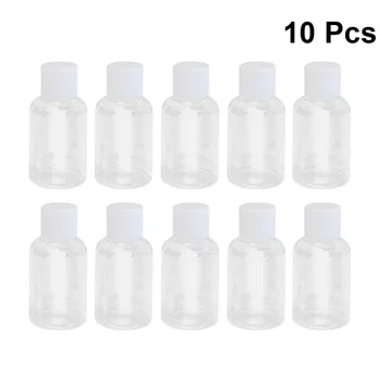

10Pcs 50ml Empty Plastic Sample Bottle Container Jar Pot Vial with Flip Lid Perfect for Emollient Water Shower Gel Emulsion (Cap