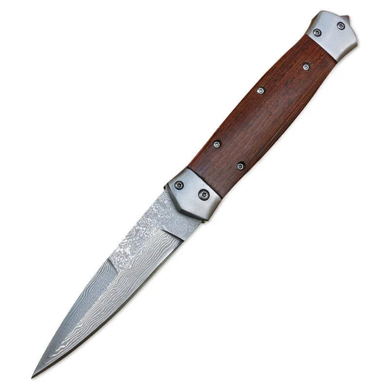 VG10 дамасский складной нож на открытом воздухе нож для кемпинга и для того чтобы выдержать средства индивидуальной защиты, подарок с деревянной ручкой
