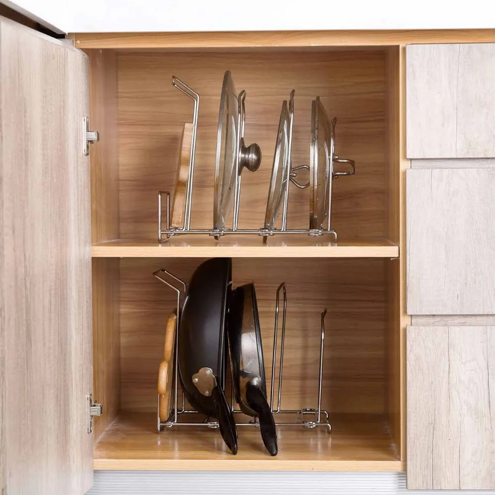 Горшки стеллаж для хранения держатель кухонная посуда полка-сушилка для посуды разделочная доска крышка для кастрюли держатель для крышек посуды стойка, шкаф кухонный Органайзер