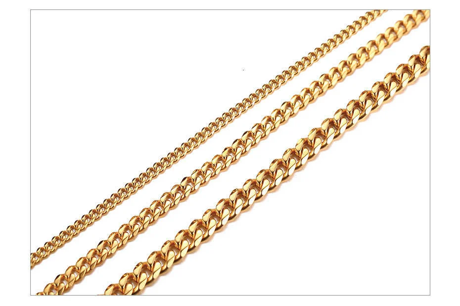 Vnox Cuban Chain Necklace for Men Women, Basic Punk Stainless Steel Curb Link Chain Chokers,Vintage Gold Tone Solid Metal Collar