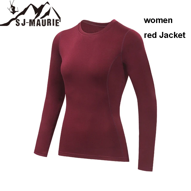 Зимняя Лыжная куртка и штаны для влюбленных, термобелье для катания на лыжах, Женское и мужское быстросохнущее кальсоны для катания на лыжах/верховой езды/альпинизма/велоспорта - Цвет: women red jacket
