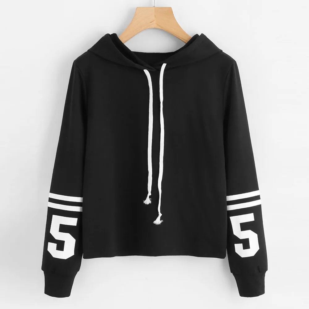 

Women Sweatshirt 2019 Autumn Solid Color Sweatshirt Women Long Sleeve Cropped Hoodie Sweatshirt Jumper Printing Pullover 7.26