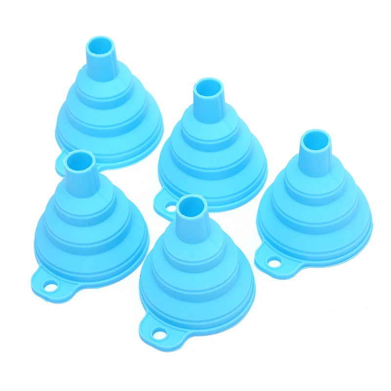 5pcs/set Mini Portable Foldable Funnel Food grade Silicone Collapsible Funnels Household Liquid Dispensing Kitchen Tools