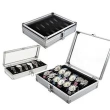 6/12 Сетка Слоты Коробка для часов удобный светильник Часы моталки Ювелирные изделия Наручные часы Чехол Держатель Дисплей Коробка для хранения алюминий организовать