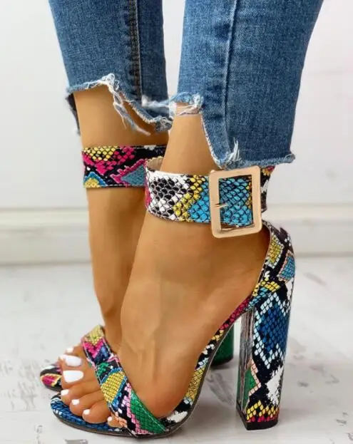 

2020 High Thin Heels Evening Pumps New Spring Cool Mixed-color Pumps Women Street Wild Open Toe Shoes Woman Zapatos De Mujer
