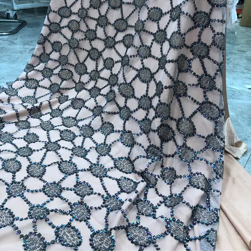 

African lace fabric beaded french lace fabric Exclusive dubai tulle lace bridal wedding/party dress lace 15 yards /lot DG715