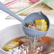 OLOEY Kitchen Soup Spoon Long Handle Kitchen Strainer Solid Color Cooking Colander Kitchen Scoop Plastic Tableware Colander Hot