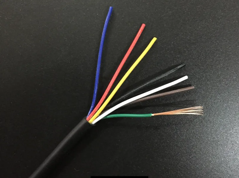 10Meter 26 AWG RVV 2/3/4/5/6/7/8/10/12 Cores Copper Wire Conductor Electric RVV Cable Black soft sheathed wire - Цвет: 7 core