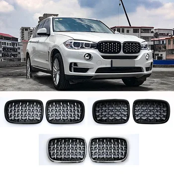 

Front Kidney Grille Diamond Grille Meteor Style for BMW X5 X6 F15 F16 2014-2018 Car Styling Refitting Decor Grill Black Silver