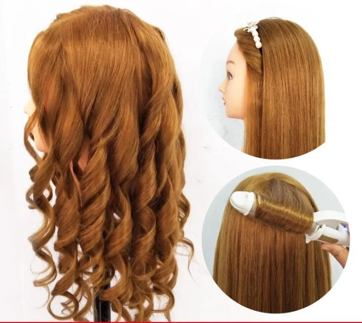 

24'' 100% Real Human Hair Hairdressing Training Head For Hairstyles Hairdresser Dummy Doll Hair Curling Practice Mannequin Heads