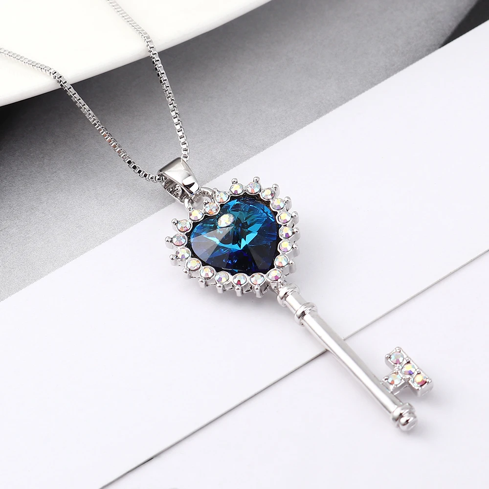 

BAFFIN Heart Shaped Key Pendant Necklace Embellished with Crystals From Swarovski Romantic Jewelry For Women Engagement Wedding