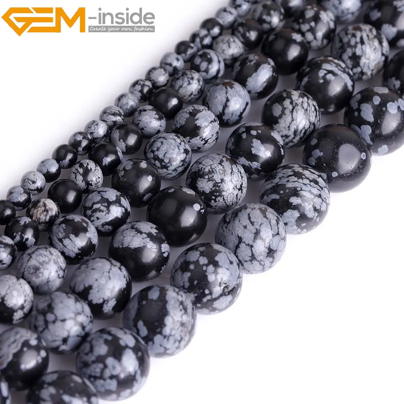 

Natural Snowflake Obsidian Round Shape Loose Beads For Jewelry Making DIY Strand 15 Inch 3mm 4mm 6mm 8mm 10mm 12mm Wholesale