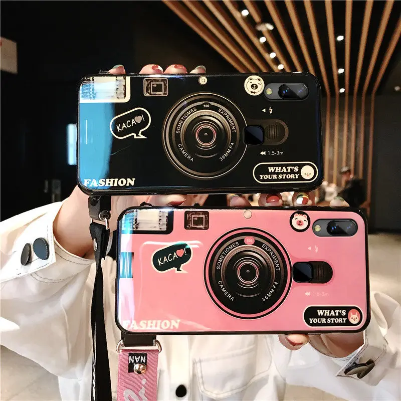 

Blu-ray Camera Phone Case For Asus Zenfone Max Pro M2 ZB631KL ZB633KL M1 ZB601KL Back Cover Armor Shell coque with Long Strap