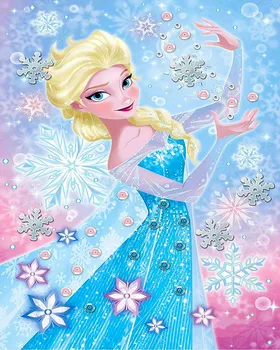 

JMINE Div 5D Frozen Elsa Princess Snowflake Full Diamond Painting cross stitch kits art Cartoon 3D paint by diamonds