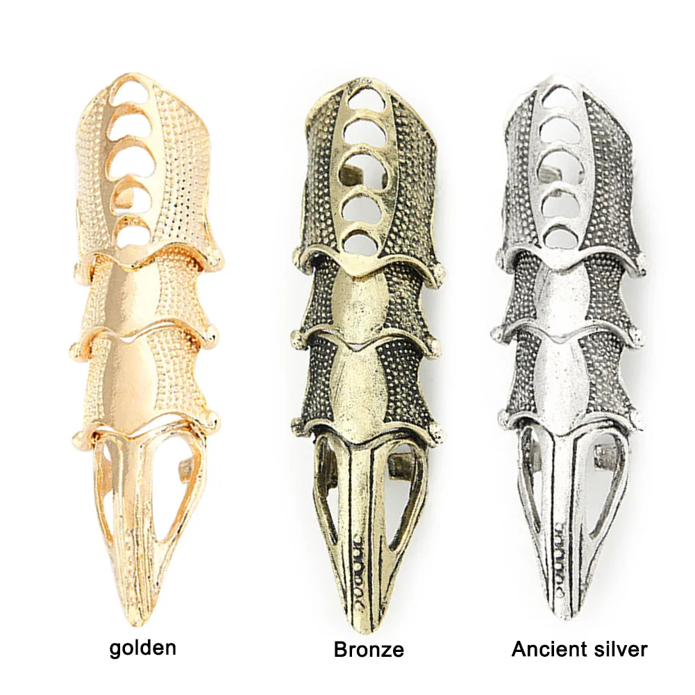 Metal Finger Ring Punk Gothic Rock Scroll Joint Armor Knuckle Cospaly DIY Halloween Decoration